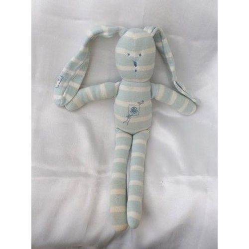 Doudou Peluche Lapin Rayures Bleu Blanc Petit Bateau