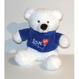 peluche ours blanc jemini i love you doudou 23 cm