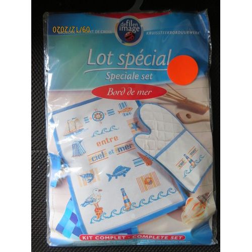 Kit De Broderie Complet Pour La Cuisine : Manique Et Tableau Bord De Mer