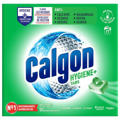 Calgon Lot de 17 Tablettes Pastilles Anticalcaire Nettoyant Lave-Linge Hygiène Plus