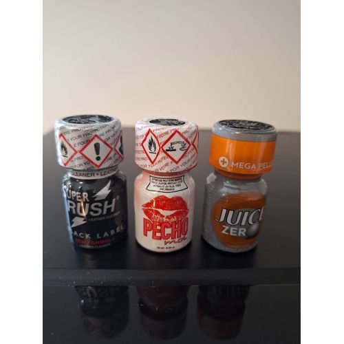 Poppers Super Rush Black Label - Pecho Moi - Juice Zero 10 Ml Lot De 3 Flacons