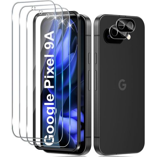 CAUC-Verre Trempé pour Google Pixel 9A 5G avec Caméra Arrière Protecteur[3+2 PCS], Dureté 9H [Sans Bulles] [Ultra HD] Ultra Résistant Film Vitre Trempé Protection écran [Transparente]