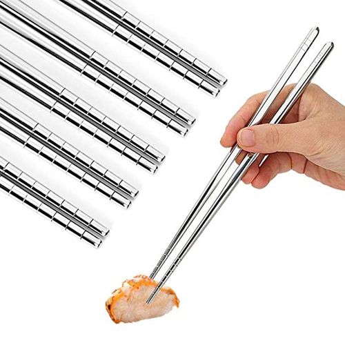 Baguettes En Acier Inoxydable, 1/ 3/ 5 Paires, Kit De Baguettes Chinoises En Métal Antidérapant, Bâtonnets À Sushi Réutilisables, Outils De Cuisine