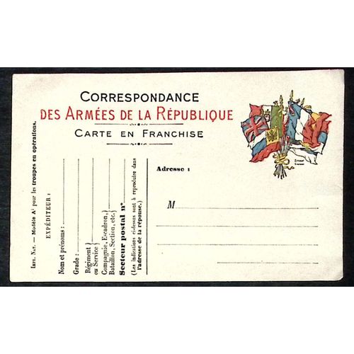 Carte Correspondance Des Armees -1915 - Militaria