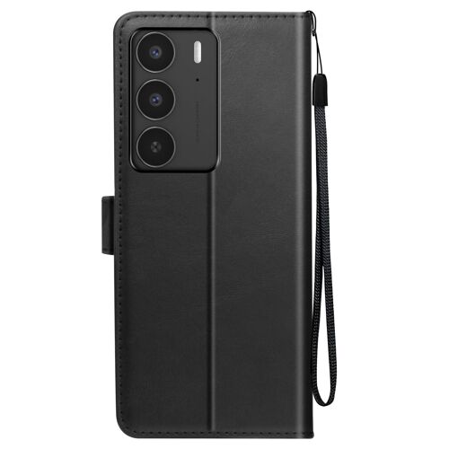 Étui pour Realme C75 et 14x Dragonne Clapet Support Portefeuille Noir