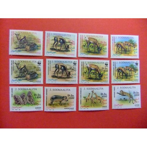 51 République De Somalie Somalia 1992 / Wwf Fauna Animaux En Danger D'Extinction / Yvert 378 / 389 Mnh