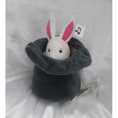 Doudou Peluche Lapin Blanc dans Chapeau Gris Musical IKEA