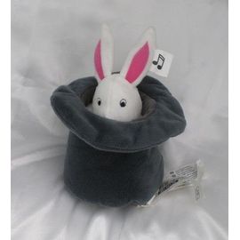 Doudou Peluche Lapin Blanc dans Chapeau Gris Musical IKEA