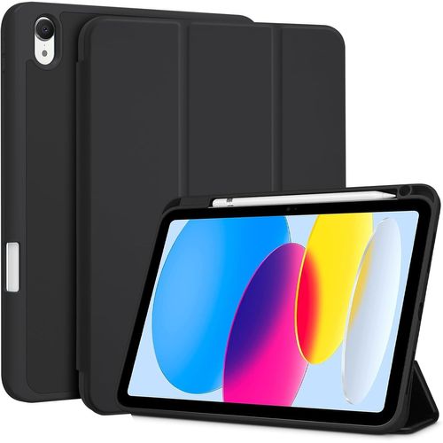Coque avec Porte-Stylet pour iPad(A16) 11 Pouces 2025, iPad 10ème Génération 10.9"" 2022, Nouvel Étui Amélioré, Housse de Protection Anti-Chute -Noir