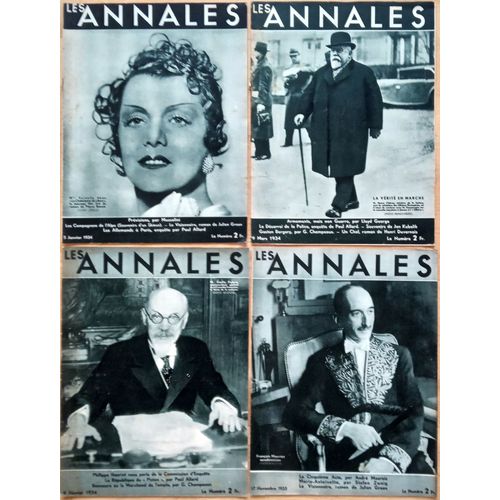 Lot De 4 Revues Les Annales Politiques Et Littéraires 1933-1934 (4 Belles Publicités Anciennes Lustucru, Henriot, Zweig, Mussolini, Chaliapine)