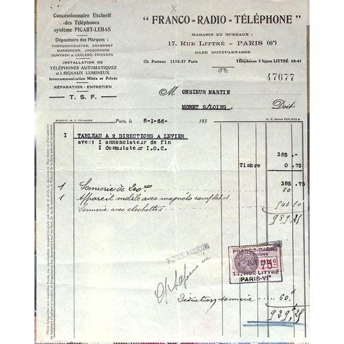 Facture Franco - Radio - Téléphone - 1966