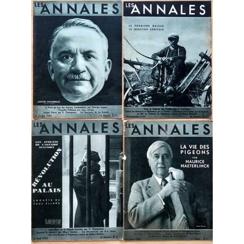 Lot De 4 Revues Les Annales Politiques Et Littéraires 1934 (4 Belles Publicités Anciennes Cigarettes, Voitures, Février 34, Einstein, Maeterlinck, Kubelic)
