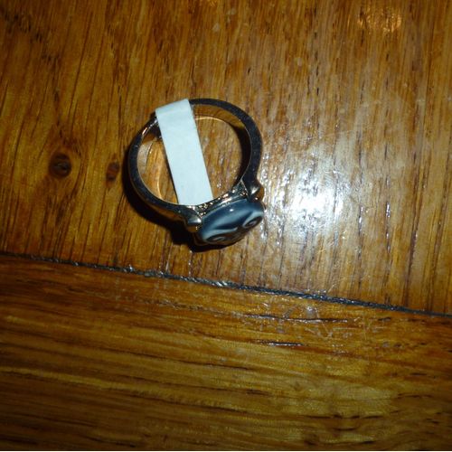 Bague Triskel Breton,Celte Celtique - Grise,Acier Et Émail - Taille 19mm (55)