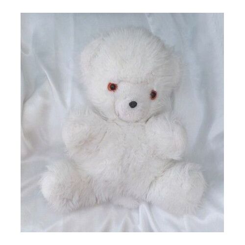 Doudou Peluche Ours Agneau Assis Blanc Vintage CDJ