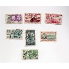 Mexique- Lot De 7 Timbres Oblitérés Poste Aérienne