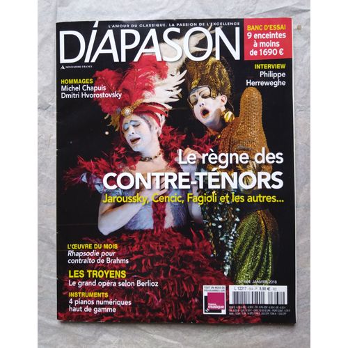 Diapason N° 664 Janvier 2018 : Le Règne Des Contre-Ténors, Michel Chapuis, Dmitri Hvorostovsky, Les Troyens De Berlioz, Philippe Herreweghe