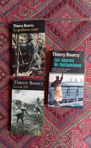 Lot 3 Enquêtes De Célestin Louise De Thierry Bourcy : Le Gendarme Scalpé + La Cote 512 + Les Ombres De Rochambeau. Edition Folio Policier. Très Bon État.