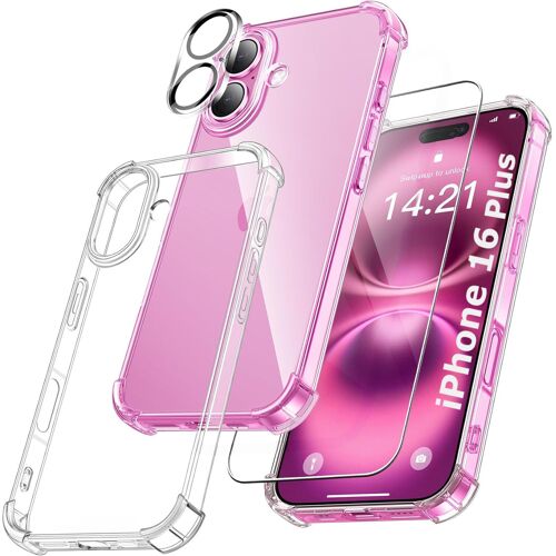Coque Silicone Transparente Angles Renforces + Verre Trempe et Protection Camera Arriere Pour iPhone 16 Plus Little Boutik®