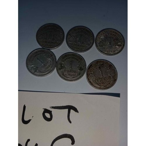 Lot De 6 Pieces De 1 Franc Morlon Francaise Annee 1942 1943 1944 1948 1949 1957 Lot N° 6