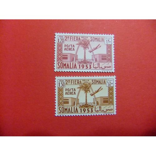 51 Somalie Italienne Somalia 1953 / Foire En Somalie (Bâtiment Et Avion) ​​/ Yvert Pa 43 / 44 Mh