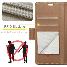 Sjzg-Coque Pour Samsung Galaxy S22 Ultra, Étui Housse En Rfid Protection Premium Pu Cuir Portefeuille Rabat Case Magnétique Stand Antichoc, Étui Case Pour Samsung Galaxy S22 Ultra, Marron