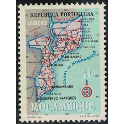 Mozambique 1954 Mappe De Moçambique Carte Géographique 10 Centavos Y&T Mz 442 Su