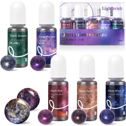 Lightwish Pigment De Résine Époxy, 5 Couleurs De Colorant De Résine Uv, Pigment De Couleur De Résine Hautement Concentré Pour La Fabrication De Bijoux, Porte-Clés En Résine, Série Art Making-Star Noi