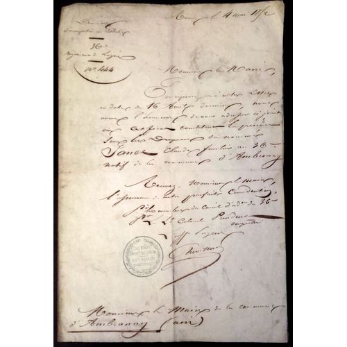 1852 : Lettre Et Cachet Du 36e Régiment D'infanterie De Ligne (Division D'occupation De Rome)