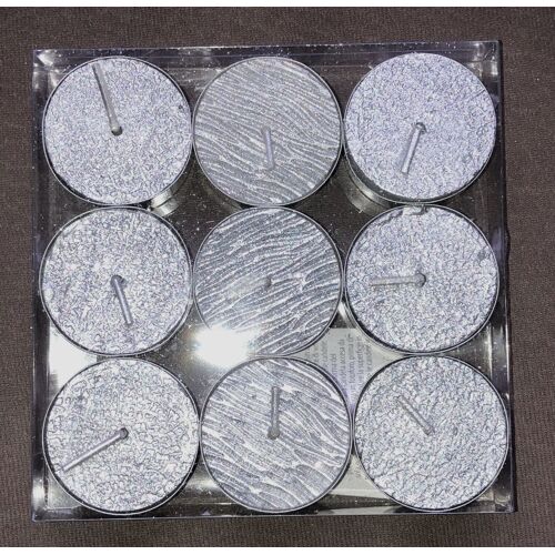 Lot de 9 bougies chauffe-plat argentées et pailletées