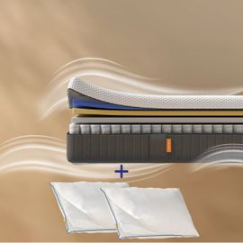 EMMA | Pack Matelas Hybride II Plus 200x200 + Oreiller Nuage | Mémoire de Forme + Ressorts | Housse Plus Respirante | Dos Apaisé