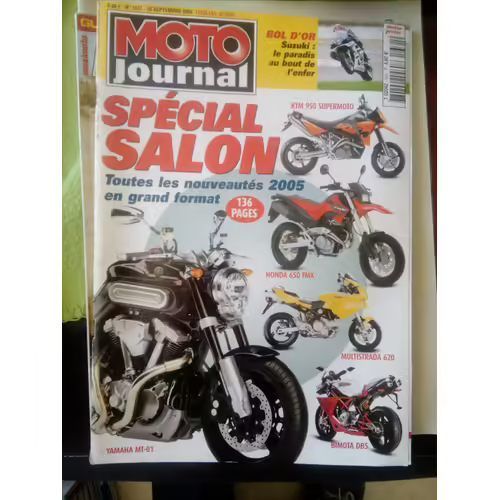 Moto Journal 1631 De 2004 Special Salon,Yamaha Mt01,Honda Cbr 600rr,Honda 650 Fmx,Triumph Speed Triple 1050,Ducati 620 Multistrada,Bol D'Or,Suzuki 750 Inazuma,