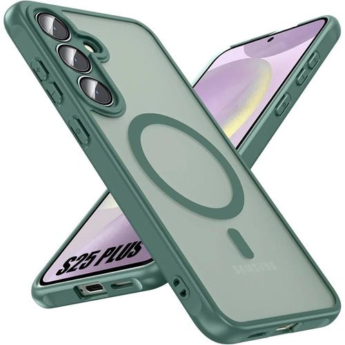 Coque Pour Samsung Galaxy S25 Plus (Galaxy S25+) Avec Cercle Magnétique Protection Caméra - Hybride Antichoc Vert Nuit - E.F.Connection