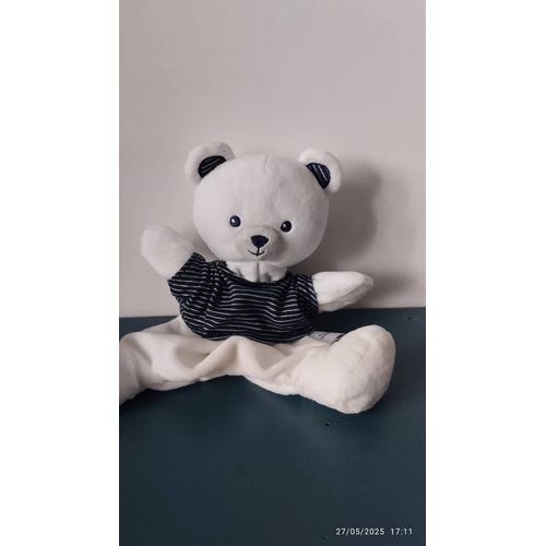 Doudou ours marionnette rayé bleu Simba toys