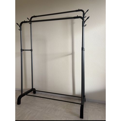 Support Indépendant À Double Tige Multifonctionnel Pour Vêtements De Chambre, Portant-Vêtements En Métal Et Support À Vêtements Noir