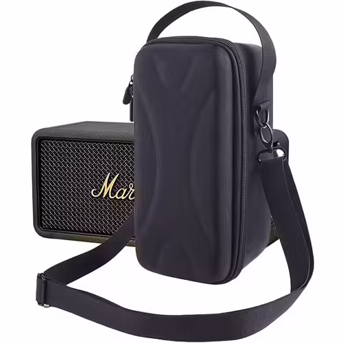 Housse Coque Étui pour Marshall Middleton Haut-Parleur Bluetooth Portable sans Fil,Middleton Housse de Transport EVA Rigide Sac à bandoulière w/Poche en Maille supplémentaire (Noir + Gris)