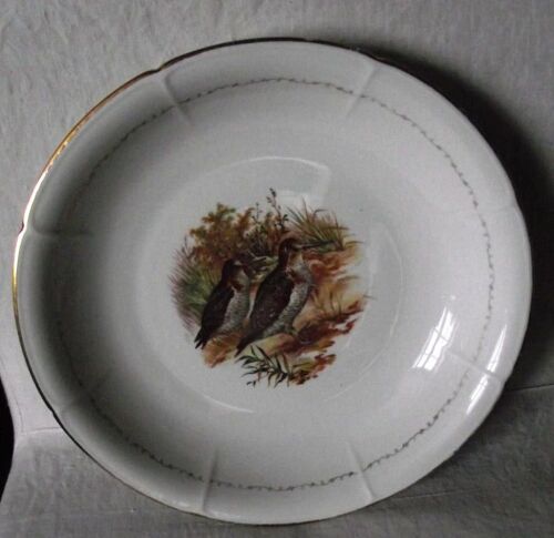 Plat Vintage Creux De Service Porcelaine Décor Chasse Bécasses Année 1973. Dimensions 28,5cm