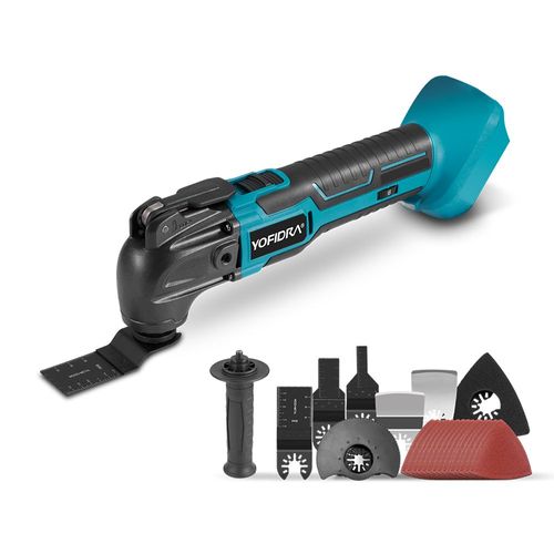 Outil Multifonction Brushless 4°,Outil Oscillant 6 vitesses avec 22 Accessoires - compatible batterie Makita 18v - Sans batterie ni chargeur
