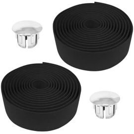 Cyclingcolors 2x Ruban De Cintre Vélo Ruban De Cintre Mousse Confort Eva Adhésif Bouchon Chromé Cycle Route Fixie, Noir