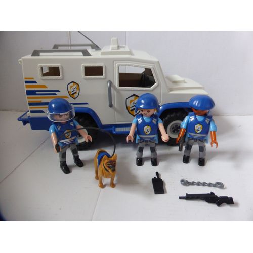 Playmobil Camion Fourgon De Police Avec 3 Policiers Et Leur Chien