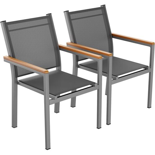 Lot De 2 Chaises De Jardin, Chaises De Salle À Manger Empilables En Aluminium,Fauteuil Jardin, Chaises De Balcon, Main Courante Wpc,Gris