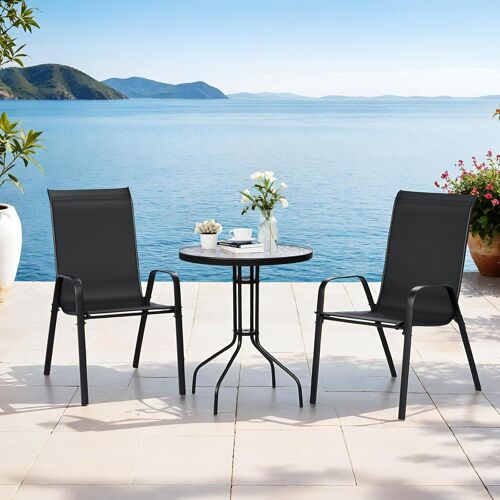 Ensemble De Meubles De Balcon 2x Chaises De Jardin Empilables Avec 1 Table Ensemble De Salon Relax