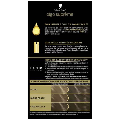 Coloration Schwarzkopf Permanente- Oleo Suprême - Châtain Clair Cendré 5-54 