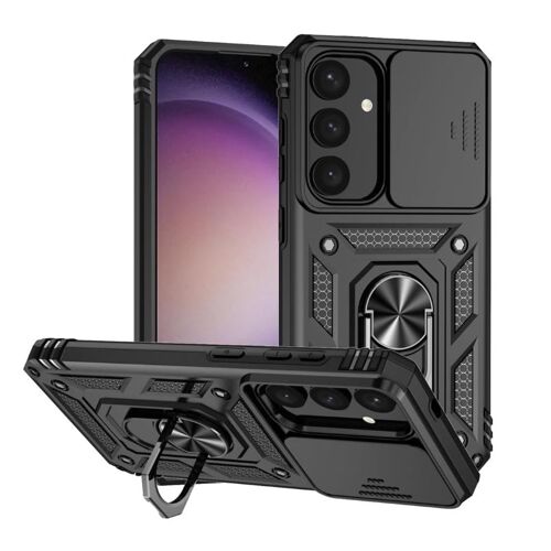 Coque Pour Samsung Galaxy S25 5g Avec Support 360° Rotatif, Protection Caméra, Militaire Pc Dur Renforcée Armor Antichoc - Hqselection®