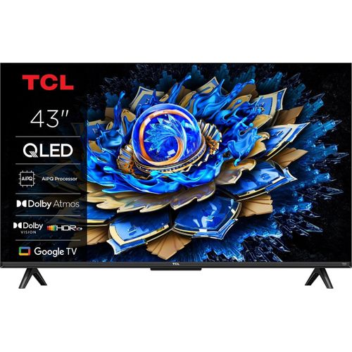 TCL 43T69C 43" (109 cm) QLED, Direct LED TV, 4K HDR TV, Smart Google TV (Dolby Vision & Atmos, Game Master, Motion Clarity, Compatible Google Assistant & Alexa)