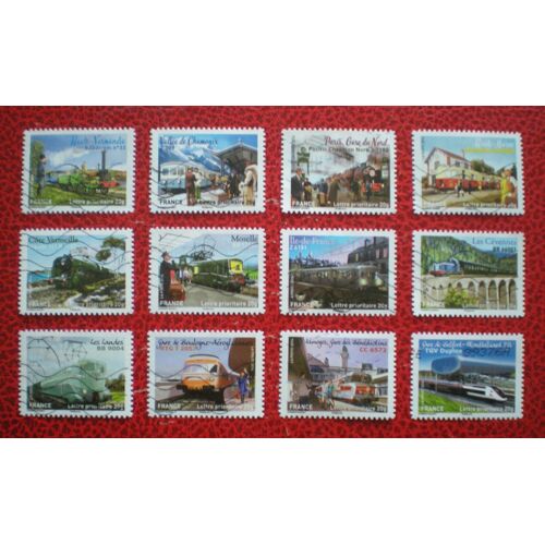 Patrimoines De France - La Grande Épopée Du Voyage En Train - Série Complète De 12 Timbres Oblitérés - Année 2014