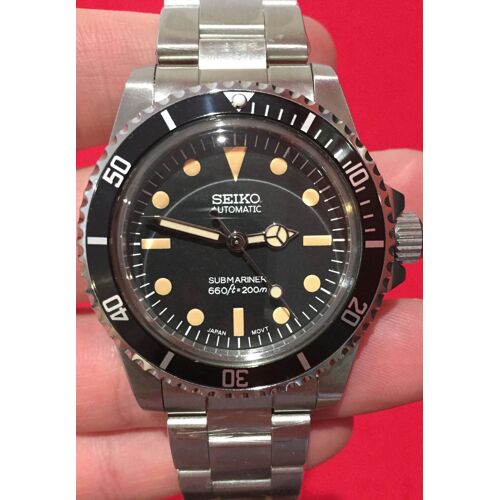 Seiko Submariner Mod 39.5mm Vintage 5513 Tritium Hommage Mouvement Automatique Nh35 Verre Acrylique Bombé Rare À Voir !
