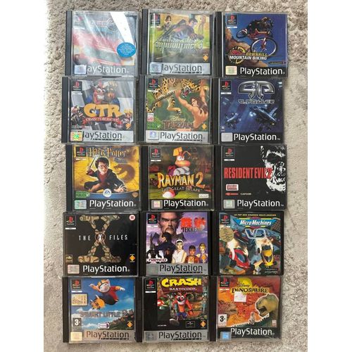 Lot 15 Jeux Ps1 Originaux ¿ Crash Bandicoot, Resident Evil, Tekken Etc. Testés Et 100% Fonctionnels
