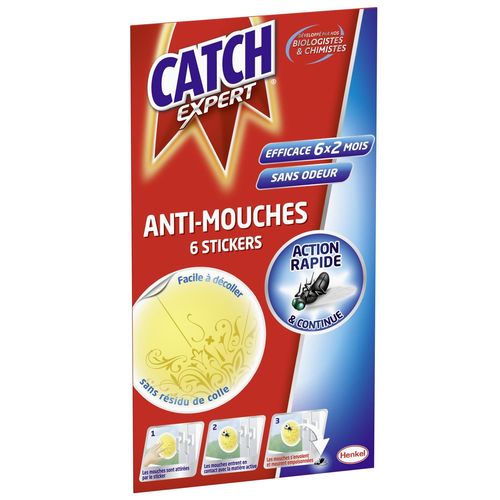 CATCH Etui de 6 Stickers Anti-Mouches Décoratifs jaunes sans odeur