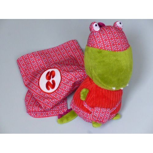 Doudou Crocodile Rouge Vert Cape Ze Super Zéros