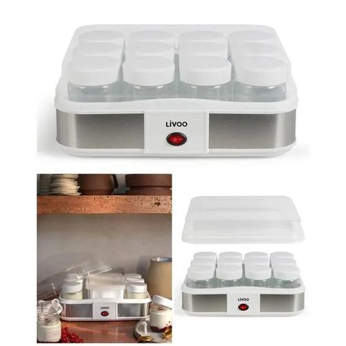 Yaourtière fromagère digitale 1L2 Programmable 21.5W 12 pots en verre avec couvercle à visser